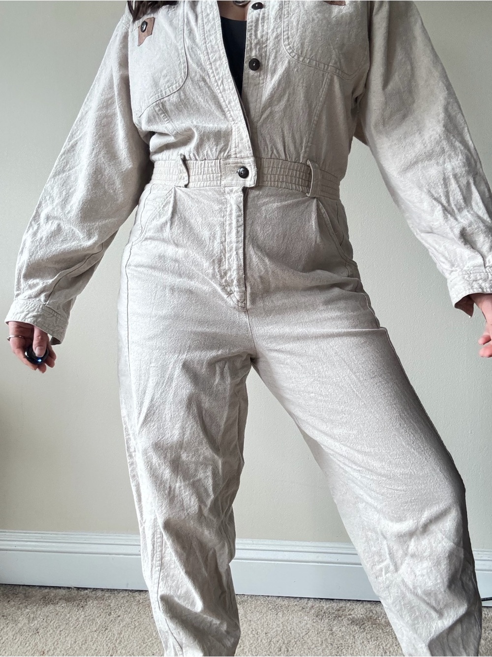 Vintage Chaus Women's Cream Utility Jumpsuit - Picture 2 of 8